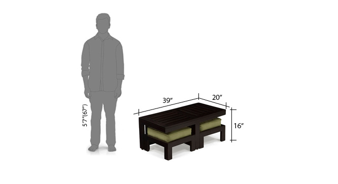 Caffino Coffee Table Set(Ebony&Green)